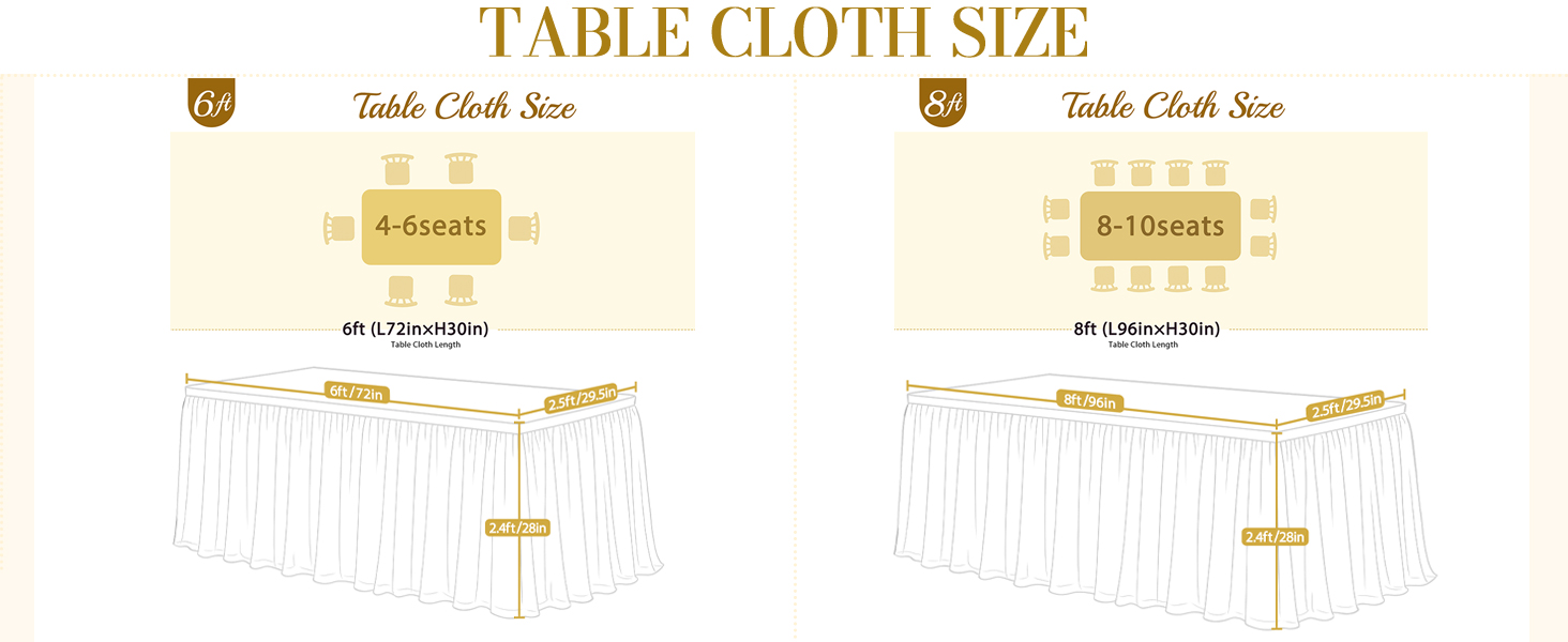 table skirts for rectangle tables 6ft