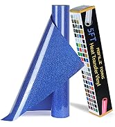 RENLITONG Royal Blue Glitter HTV Heat Transfer Vinyl Rolls 12 Inch x 5 feet Roll Iron on DIY for ...