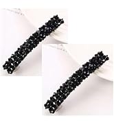 Rosojodg 2Pcs Black Hair Clips, Handmade Rhinestone Barrettes Metal Hair Holders Clips and Barret...