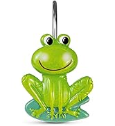Sunlit Rustic Decorative Shower Curtain Hooks for Kids, Frog Shower Curtain Rings, Cabin Green Sh...