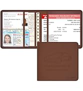 Techion Car Insurance and Registration Holder, 5.5 x 5 Inch PU Leather Vehicle Glove Box Organize...