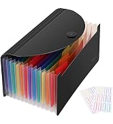 Uquelic Stand Receipt Organizer Folder - 13 Pockets Expanding Coupons Storage/Rainbow Large Capac...