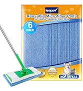 Microfiber Mop Pads Compatible with Swiffer Sweeper Mops, 6 Pack Reusable and Machine Washable Fl...