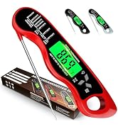 Meat Thermometer Digital,IP67 Waterproof Cooking Thermometer with Backlight, Calibration & Hold F...