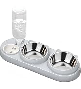 Marchul 3 in 1 Cat Bowl, Cat Food and Water Bowl Set with Water Dispenser and Stainless Steel Bow...