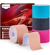 Kinesiology Tape (4 Rolls Pack),Waterproof Athletic Tape for Pain Relief,Brace & Elastic Supports...