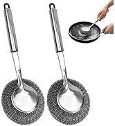 Long Handle Steel Wool Scrubber, Stainless Steel Pot & Pan Scrubber with Replaceable Scouring Bal...
