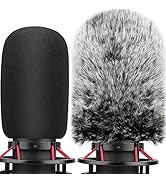 Pop Filter for Hyperx Quadcast s, Mic Foam Cover+Furry Wind Muff Compatible with Hyperx Quadcast ...