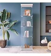 Beauty4U Glass Display Cabinet with 4 Shelves, Curio Cabinets for Living Room, Bedroom, Office, W...