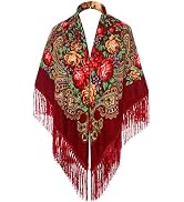 LOVNBHELP Women's Traditional Scarf Wrap Tassel Shawl Fringes Neck Head Shawl Retro Scarf Floral ...