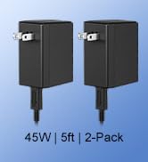 2-Pack Charger for Nintendo Switch, 45W AC Adapter Fast Charging with 2-Pack 5ft Detachable USB C...