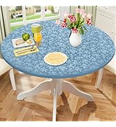 Smiry Round Picnic Tablecloth, Elastic Waterproof Fitted Heavy Duty Vinyl Tablecloths for 45"-56"...