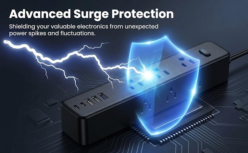 5Ft Power Strip Surge Protector