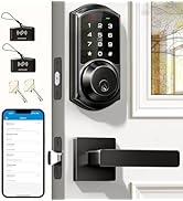 Veise VE06-L Smart Locks with 2 Lever Handle Set, App Control, Keyless Entry Deadbolt for Front D...