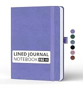 Lined Journal Notebook, A5, 192 Pages 100 GSM Thick Paper, Hardcover Leather College Ruled Journa...