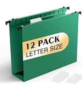 Extra Capacity Plastic Hanging File Folders,12 Pack Reinforced Hang Folder,Heavy Duty 2 Inch Expa...