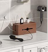 HomeBliss Cable Management Box Extra Large – Double Layer Cord Organizer with Lid & Divider