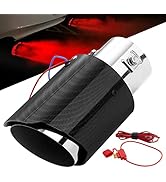 TEMSONE Red LED Carbon Fiber universal for Car Truck 2.5" Exhaust Muffler Tip Light Flame Racing ...