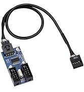 ELECTOP 9 Pin 2 in 1 Internal USB Splitter Cable, 9 pin USB Header Male 1 to 2 Female Extension C...