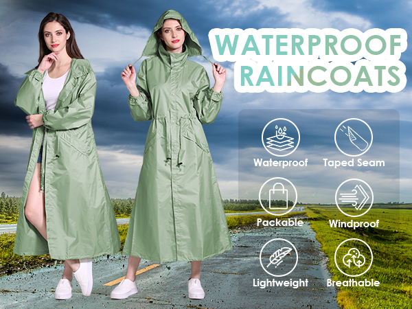 womens rain coat long 2xl lightweight foldable raincoat women’s long rain coat waterproof plus size