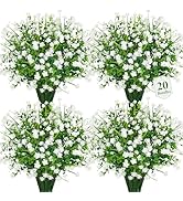 Besteek 20 Bundles Artificial Flowers for Outdoors Fake Plastic Flowers UV Resistant Realistic Fa...