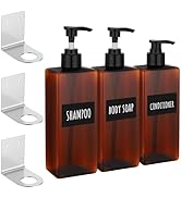 Segbeauty Wall Mounted Shower Soap Dispenser, 3pcs 16.9oz Drill Free Shower Bottles Refillable wi...