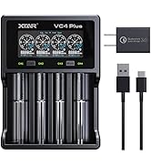 XTAR VC4 Plus Battery 3A Fast Charger, 4 Bay Rechargeable Battery Charger Extend Version for 3.6V...