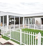 Patio Vinyl Picket Fence Panels 30" High x 84" Wide White PVC Decorative Fence for Front Yard Por...