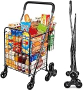 Kiffler Stair Climber Grocery Shopping Cart with 360° Swivel & Tri-Wheels | Foldable Utility Trol...