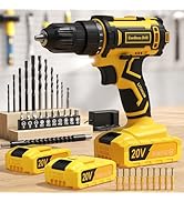 Cordless Drill, 20V Power Drill, Double 2000mAh Power Pack Electric Drills, Cordless Drills with ...