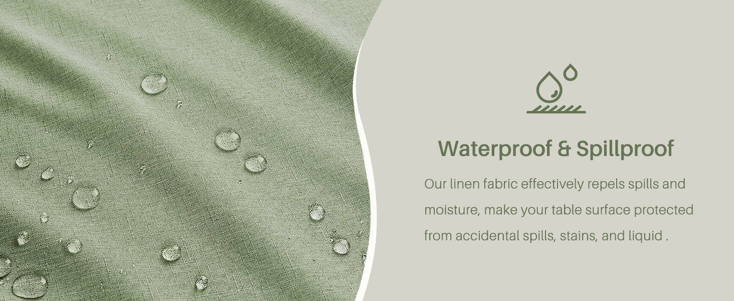 IVAPUPU Textured Linen Rectangle Table Cloth, Sage Green