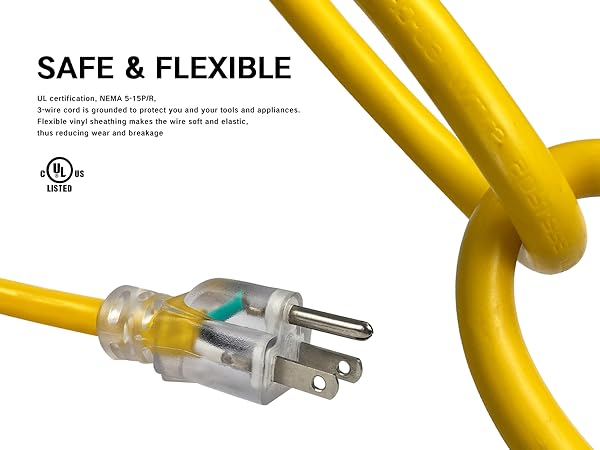 3 prong grounded plug extension cord