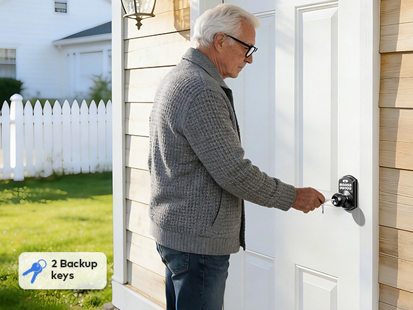 Includes 2 backup keys for easy access even without power or network, never get locked out.
