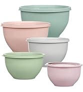 Greentainer 5-Piece Plastic Mixing Bowls with Lids Set for Kitchen, Nesting Bowls for Mixing, Bak...