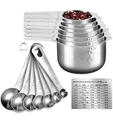 KUBEMUEG Measuring Cups and Spoons Set 304 Premium Stainless Steel Cups and Spoons Kitchen Gadget...