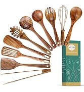 Natural Teak Wood Kitchen Utensils with Spatula and Ladle (10)