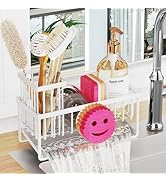 Taugast Sponge Holder for Kitchen Sink,Smiley Face Sink Caddy with Removable Brush Holder,Self-Dr...