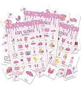 LSJEHTQ Baby Shower Bingo Games Cards, Gender Reveal Party Games for 24 Players, Pink Baby Shower...