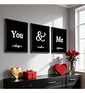 Houmury Set of 3 Framed Wall Decor Farmhouse Wall Art You & Me Always and Forever Vintage Bedroom...