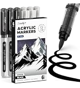 JusArt Black & White Paint Pens Brush Tip, Automatic Ink Control, 6 Pack | Water-Based, No-Bleed ...