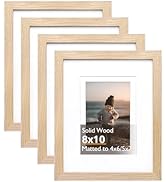 KINLINK 8x10 Picture Frame Natural, Solid Wood Frames with Acrylic Plexiglass for Pictures 4x6/5x...