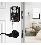 Fingerprint Door Lock with Passage Lever, Contemporary Electronic Keypad Deadbolt Front Door Lock...
