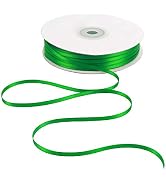HUIHUANG Solid Color Satin Ribbon 1/8 inch x 100 Yards Roll Ribbon Green Christmas Ribbon for Cra...