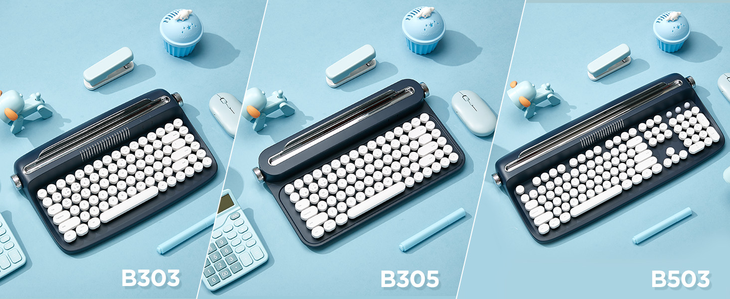 YUNZII ACTTO B305 Wireless Typewriter Keyboard, Retro Bluetooth Aesthetic Keyboard