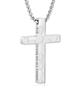 Gnamy Soccer Easter Basket Stuffers - Cross Necklace for Boys Men, Cross with Bible Verse Stainle...