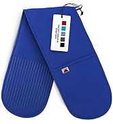 Big Red House Double Oven Mitt with The Heat Resistance of Silicone and Flexibility of Cotton, Re...