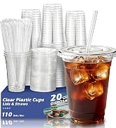 20oz clear plastic cups with lids and straws