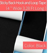4 Inch Wide 3.28 Ft Long Sticky Back Hook and Loop Tape Roll, Self Adhesive Fastener Strips, Firm...