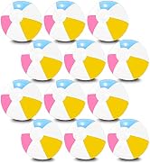 12 Pcs Inflatable Beach Balls,12 Inch Swimming Pool Ball,Summer Water Ball for Kids,Beach Pool Pa...