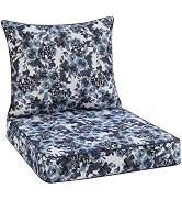 Favoyard Outdoor Seat Cushion 24 x 24 x 4 in Waterproof Pattern Fade Resistant Cover Removable Pa...